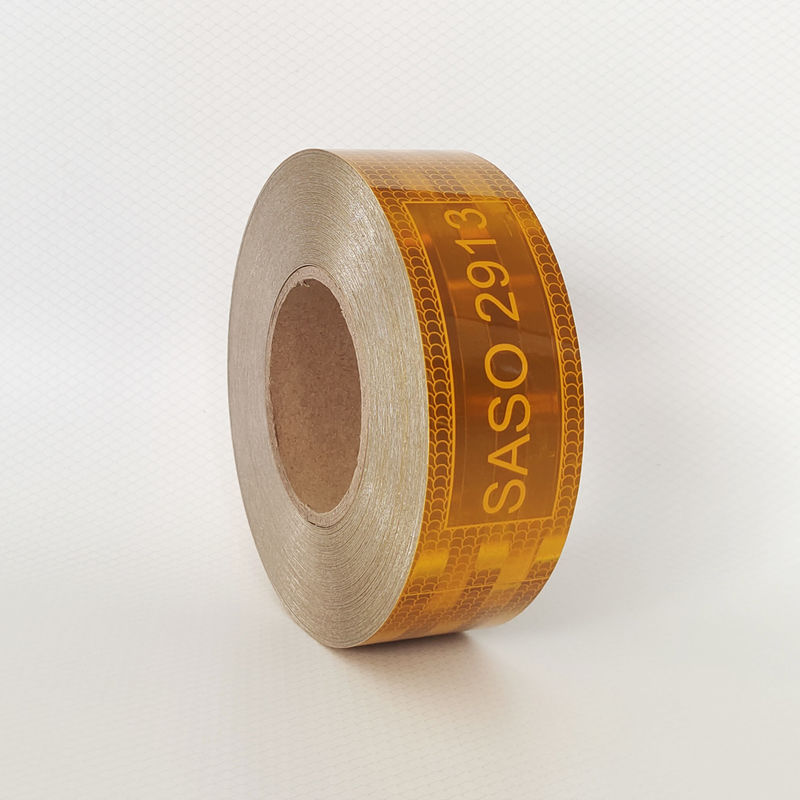 Saudi Arabischer Markt Custom Pet Metallisiert 50mm auffällig Hi Vis Gelb Saso 2913 Reflektorband für Fahrzeuge Lastwagen Sicherheit