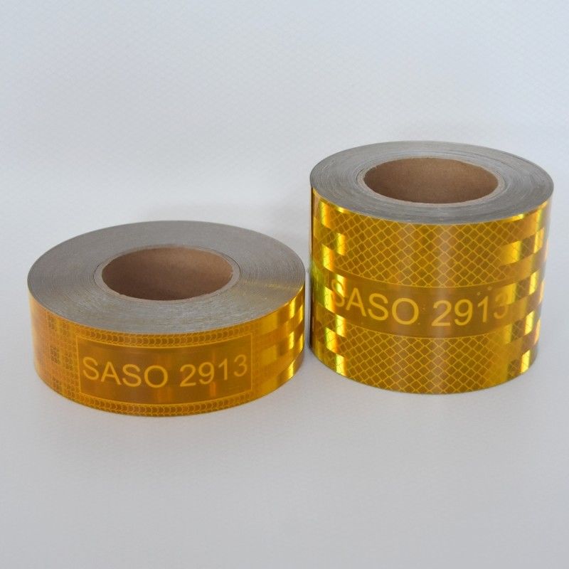 LU SASO 2913 Saudi-Arabien Retro-reflektierendes Aufkleber Verblendungsteppich 5 cm 7,5 cm 10 cm Gelbmetallisiertes Acrylreflektierendes Band für die Verkehrssicherheit