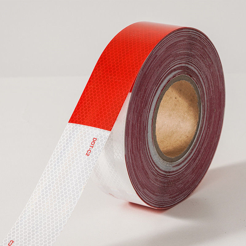 50mm 2 Zoll Weißrot Kleber DOT C2 Reflektor-Sicherheitsband Aufkleber auf Lkw für Fahrzeuge