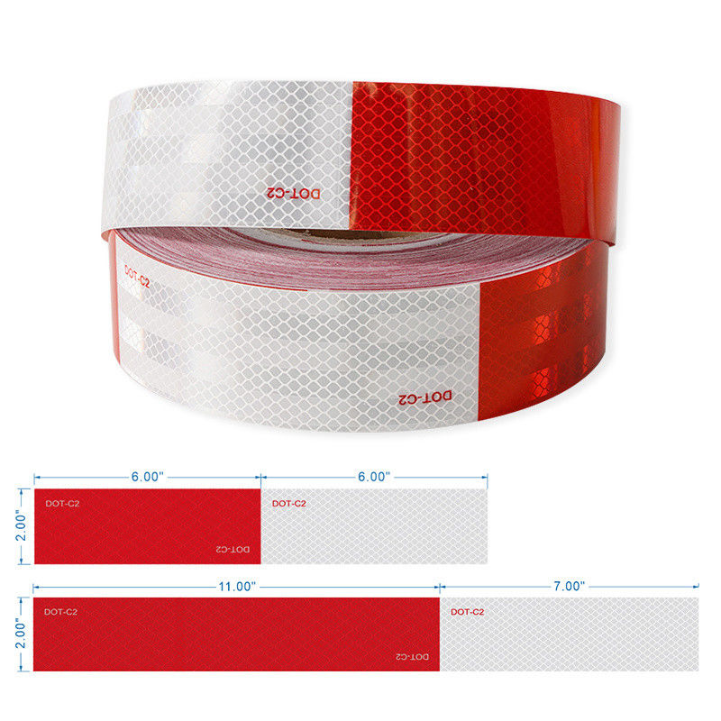 50mm 2 Zoll Weißrot Kleber DOT C2 Reflektor-Sicherheitsband Aufkleber auf Lkw für Fahrzeuge